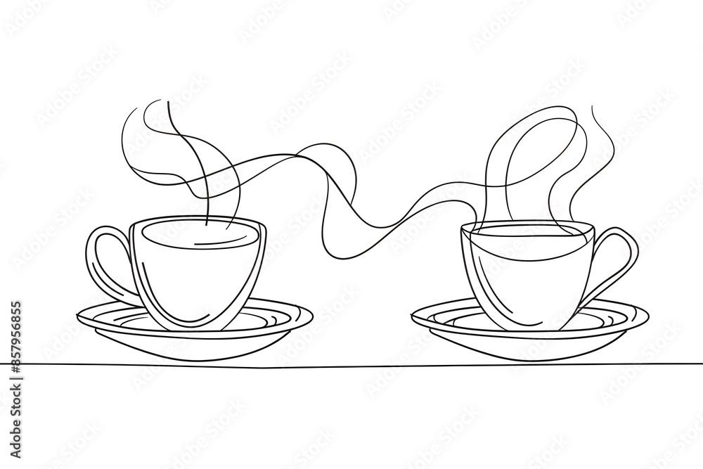 Continuous Line Sketch of Coffee Cup Icon Continuous Line Sketch of Coffee Cup Icon