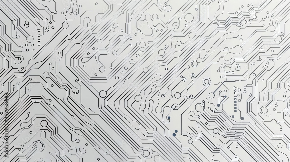 An abstract circuit board pattern on a light gray background An abstract circuit board pattern on a light gray background