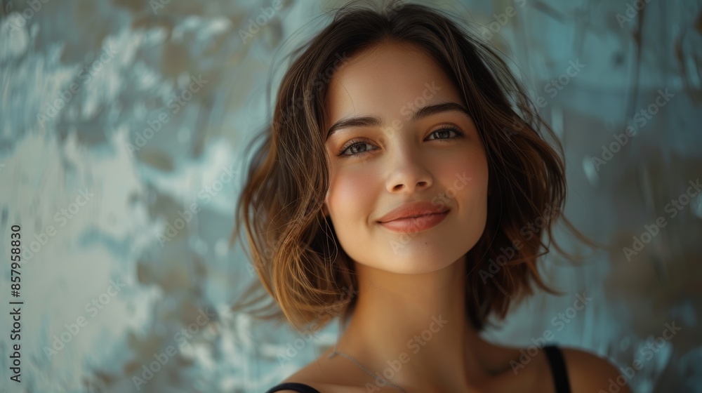 portrait of a woman smiling slightly portrait of a woman smiling slightly