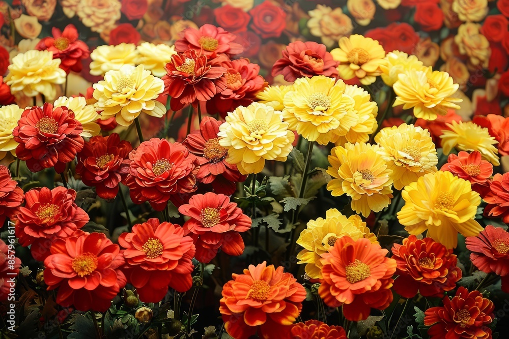 Vibrant Blooms of Red and Yellow Vibrant Blooms of Red and Yellow
