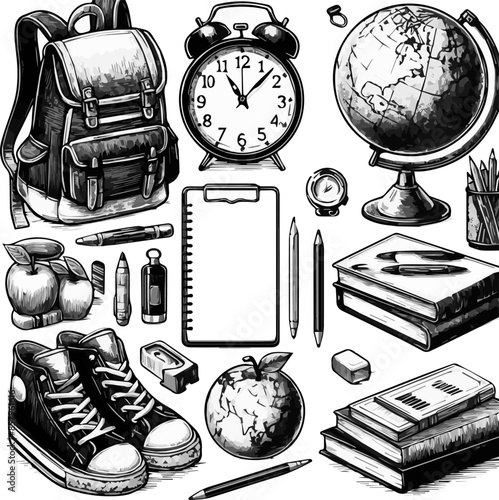 back to school,set of school supplies for design