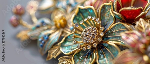 Wallpaper Mural Another closeup of a floral brooch with detailed craftsmanship Torontodigital.ca