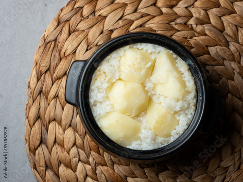 Potato stone pot rice, Korean food photo