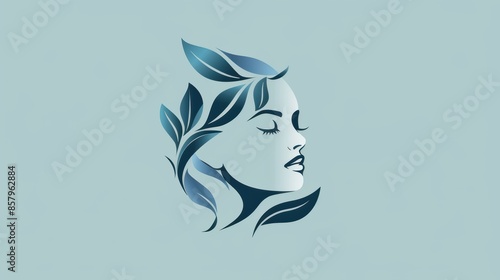A woman's face with leaves surrounding it