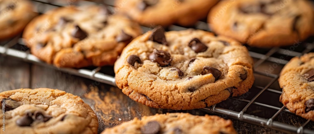 Another closeup of chocolate chip cookies with a goldenbrown crust Another closeup of chocolate chip cookies with a goldenbrown crust
