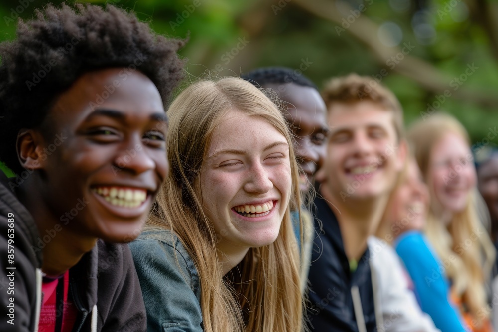 Group of happy students laughing and having fun together. Multiethnic group of young people. Group of happy students laughing and having fun together. Multiethnic group of young people.
