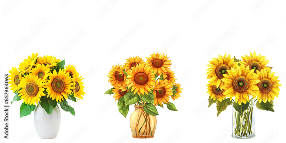 Obraz premium bouquet of sunflowers in white vase isolated on white background