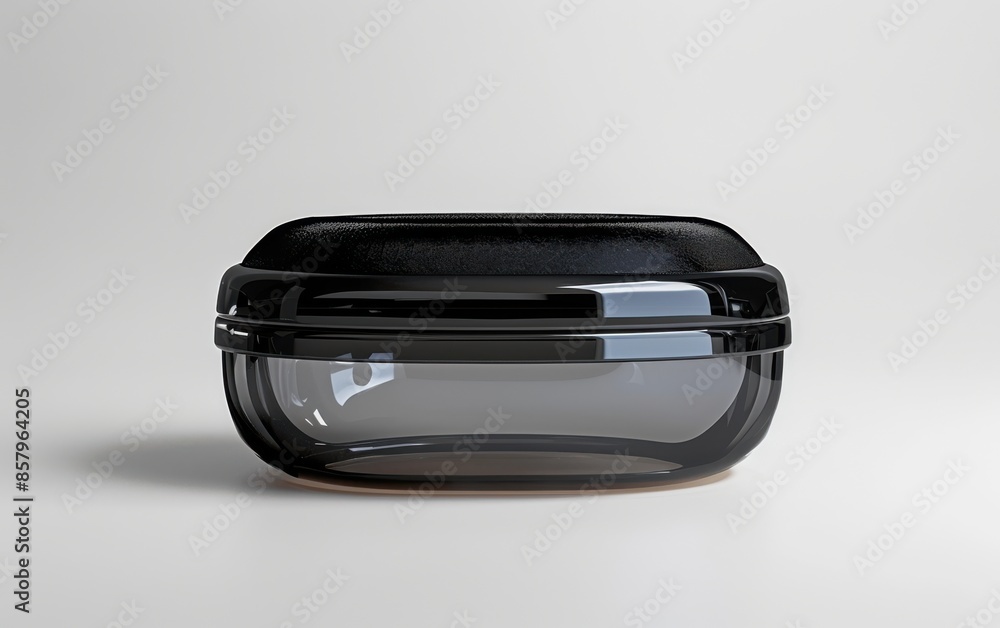 Black and Clear Plastic Storage Container on White Background Black and Clear Plastic Storage Container on White Background