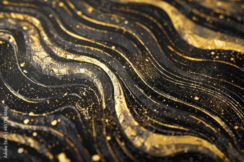 Another detailed view of a black and golden wave pattern