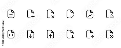 file and document Icons. Office file icon set. computer file symbols pc file, document search, important, checkmark, cross, cloud, plus, minus, upload, download, favorite, lock file vector
