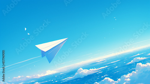 paper plane on sky, childre...
