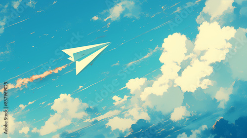 paper plane on sky, childre...