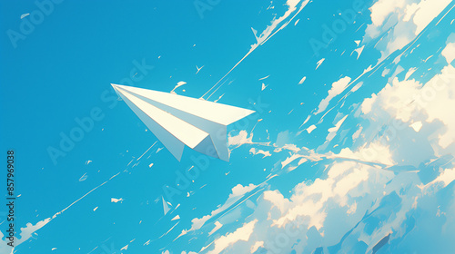 paper plane on sky, childre...