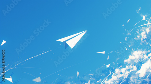 paper plane on sky, childre...