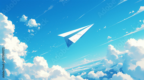 paper plane on sky, childre...