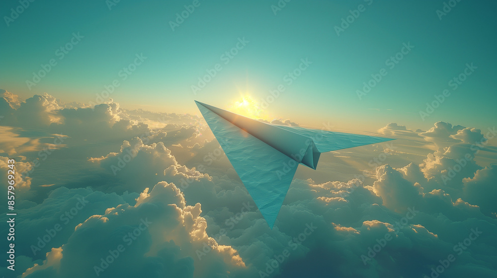 Obraz premium paper plane on sky