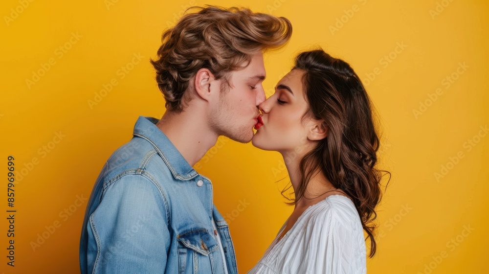 The couple kissing tenderly The couple kissing tenderly