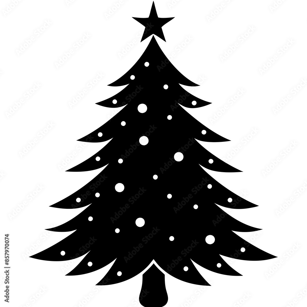Obraz premium One Christmas tree silhouette vector illustration