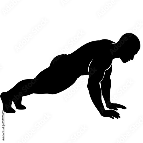 One push up silhouette vector illustration
