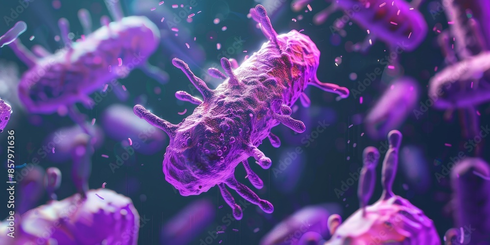 Purple bacterium close-up. Viruses and bacteria Purple bacterium close-up. Viruses and bacteria