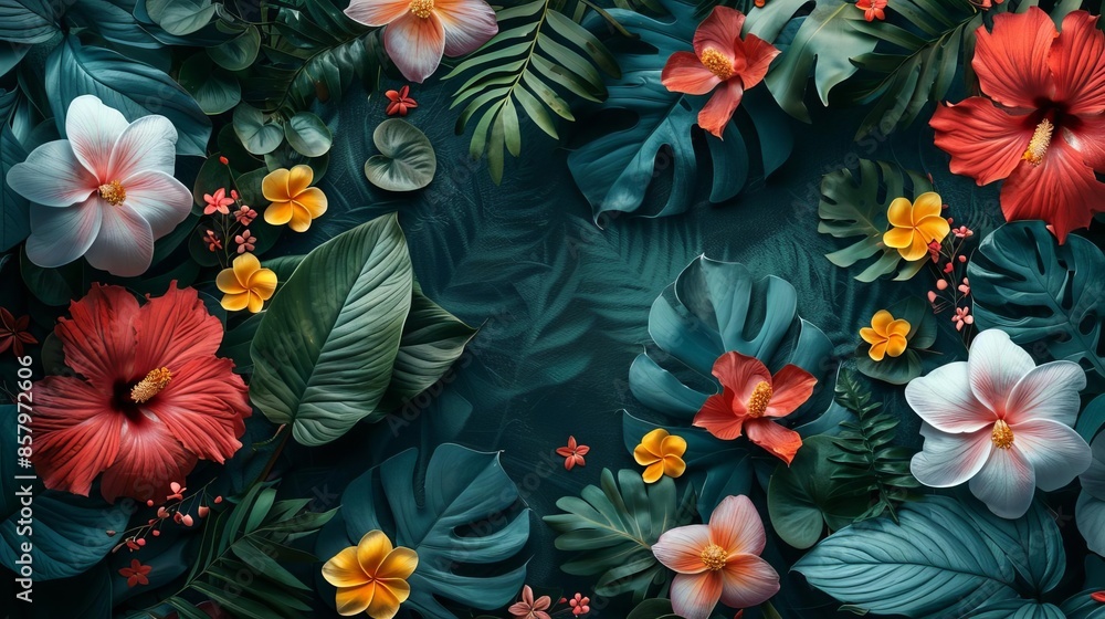 Beautiful Floral Design Background with a Flower and Plant Collage , Beautiful Floral Design Background with a Flower and Plant Collage ,