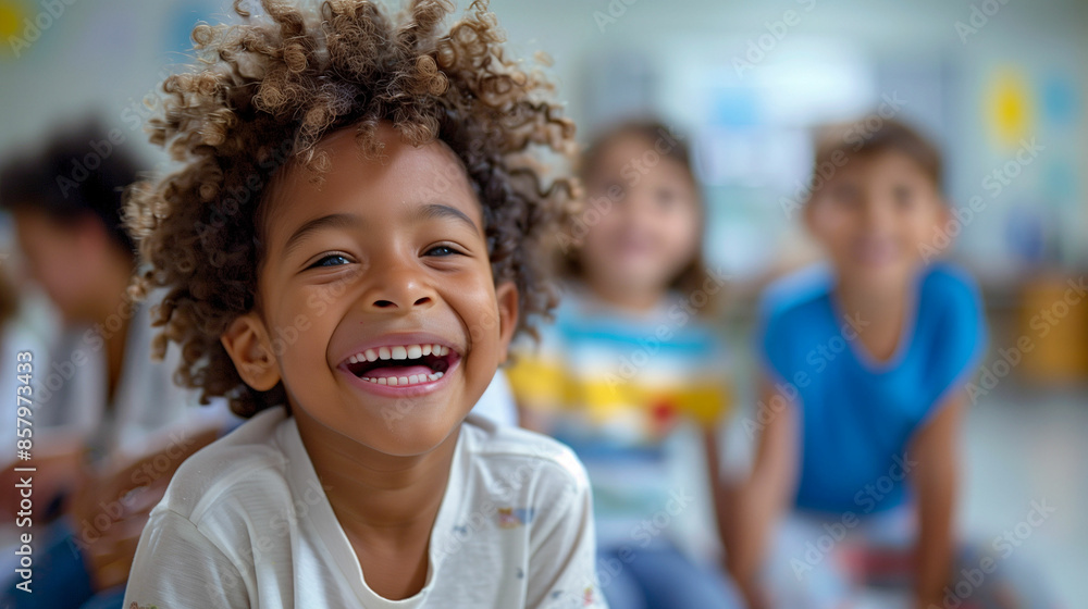 Diverse group of children sitting in a room Diverse group of children sitting in a room