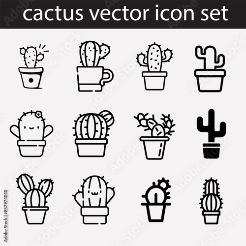 Cactus icon vector art illustrations.