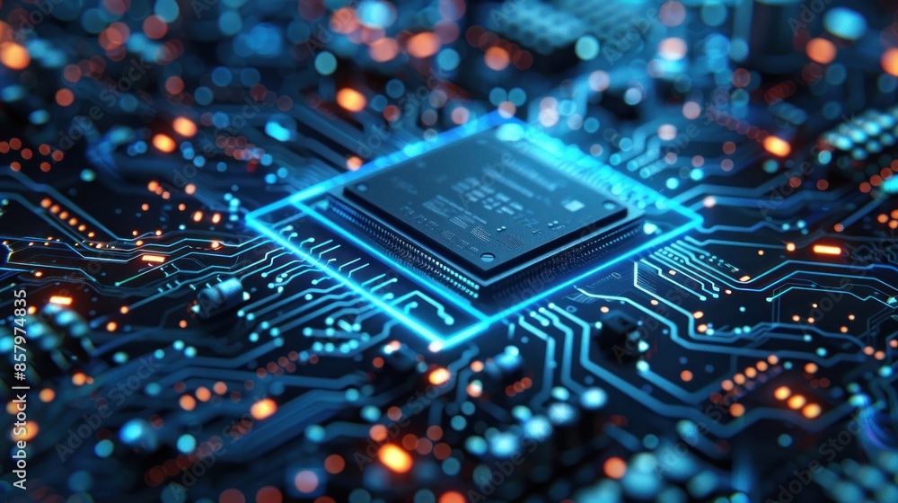 Close-up of a Computer Chip on a Motherboard Close-up of a Computer Chip on a Motherboard