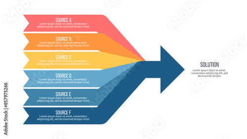 Business infographic template. Arrow with 6 options, steps. Vector chart.