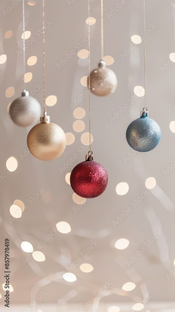 New Year and Christmas background, Christmas balls on the background of Christmas lights New Year and Christmas background, Christmas balls on the background of Christmas lights