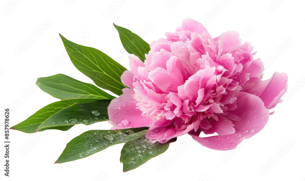 Pink Peony Flower with Green Leaves Pink Peony Flower with Green Leaves