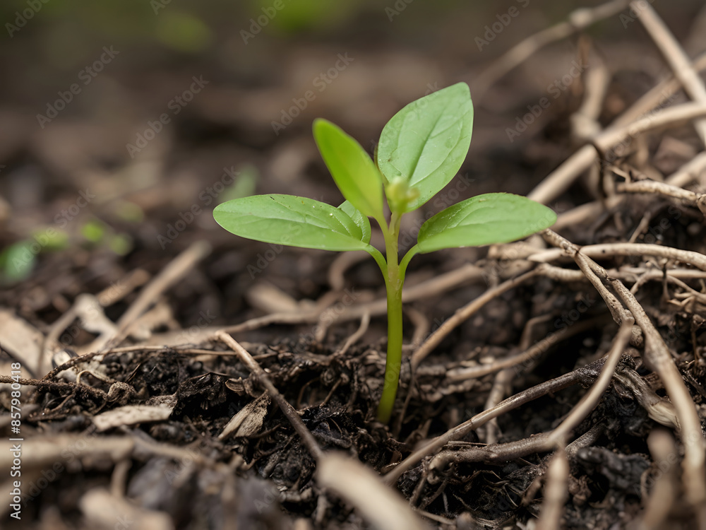 Close up picture of the sapling of the plant is growing Close up picture of the sapling of the plant is growing