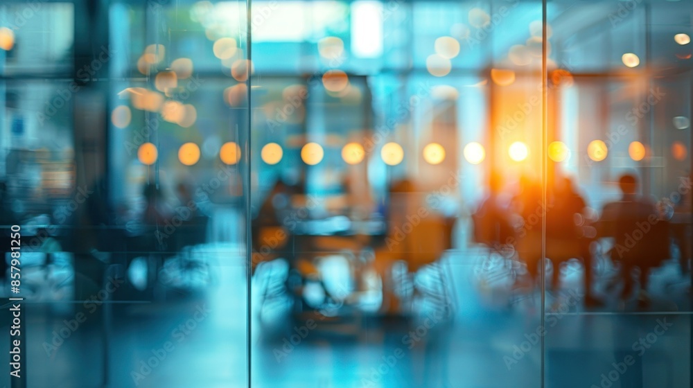 Blurred View of People Through Glass Doors Blurred View of People Through Glass Doors