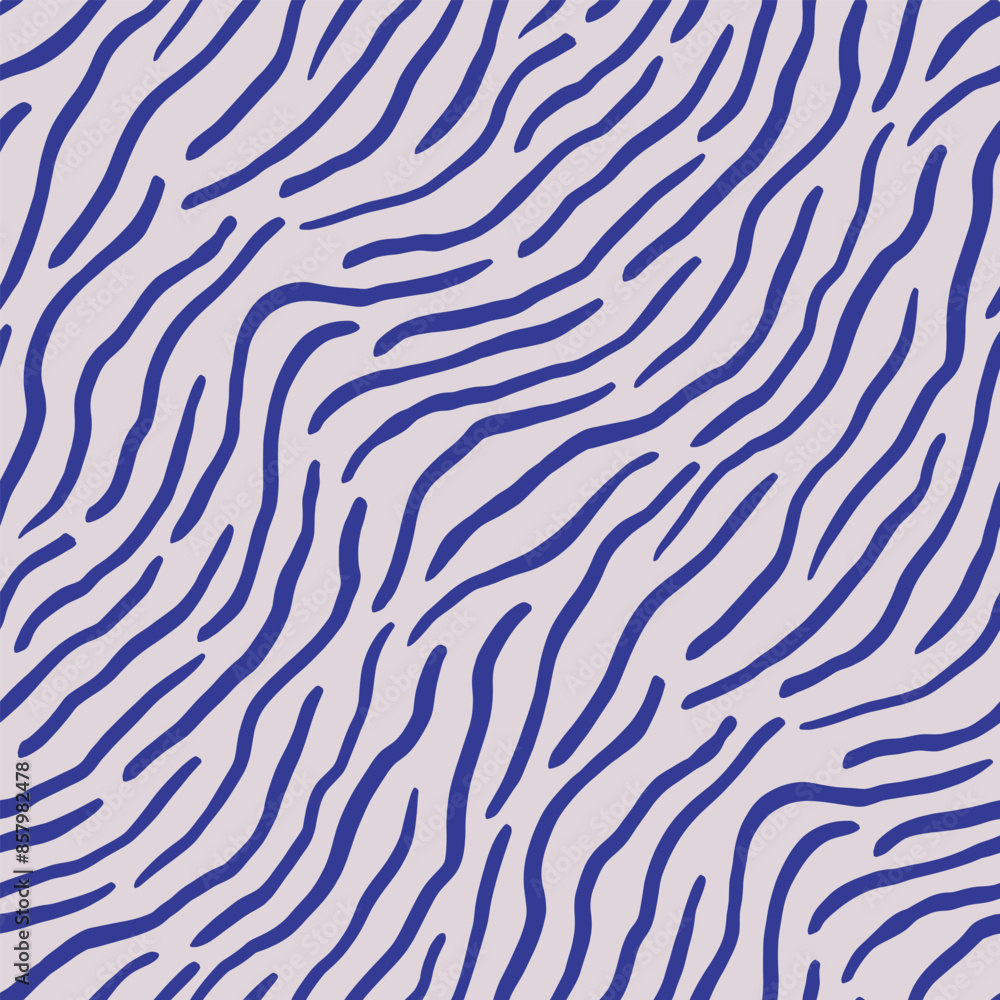 Wavy subtle hand drawn zebra seamless pattern. Organic elegant beige navy animal texture for fabric prints. Abstract aesthetic dynamic tiger striped background. Wavy subtle hand drawn zebra seamless pattern. Organic elegant beige navy animal texture for fabric prints. Abstract aesthetic dynamic tiger striped background.