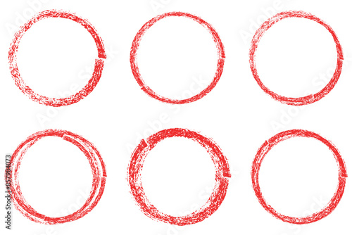 Set of hand drawn red circle highlighter, vector illustration, design element, round shape