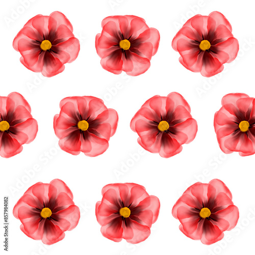 Hand painted watercolour poppy flower abstract pattern background 