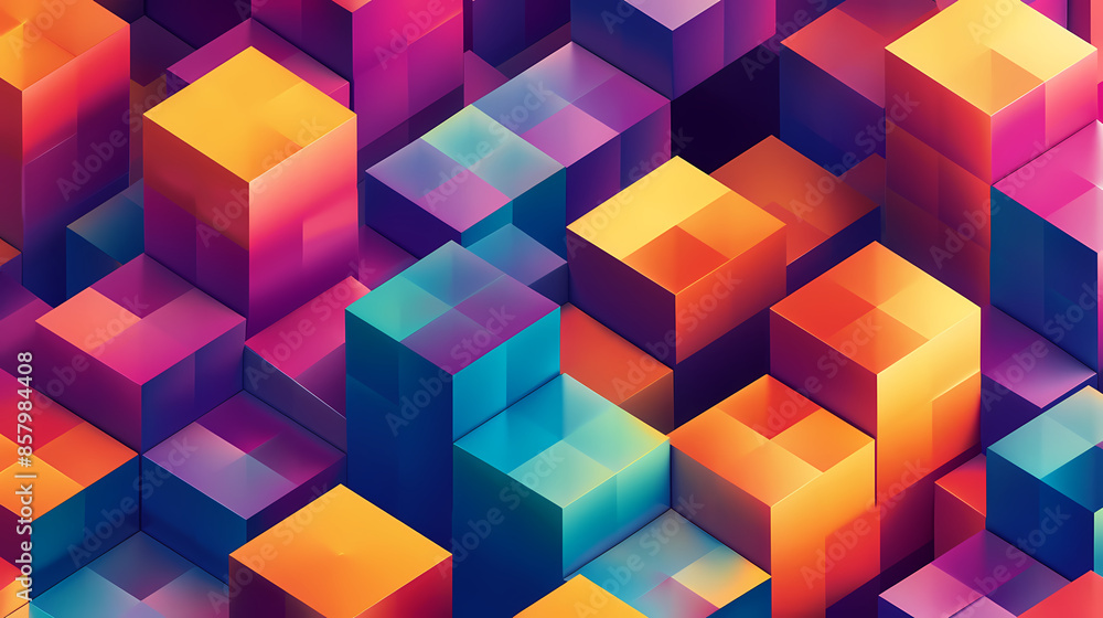 Colorful 3D cubes background Colorful 3D cubes background