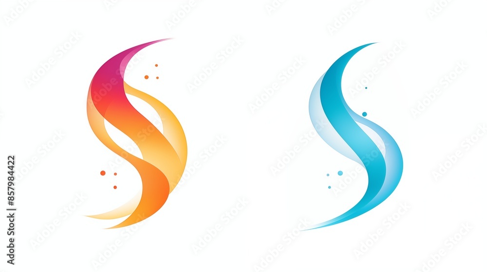 Dual Abstract Gradient S-Shaped Logos with Orange and Blue Hues Dual Abstract Gradient S-Shaped Logos with Orange and Blue Hues