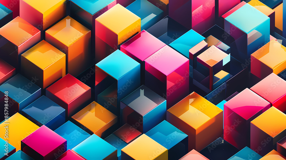 Colorful 3D cubes background Colorful 3D cubes background