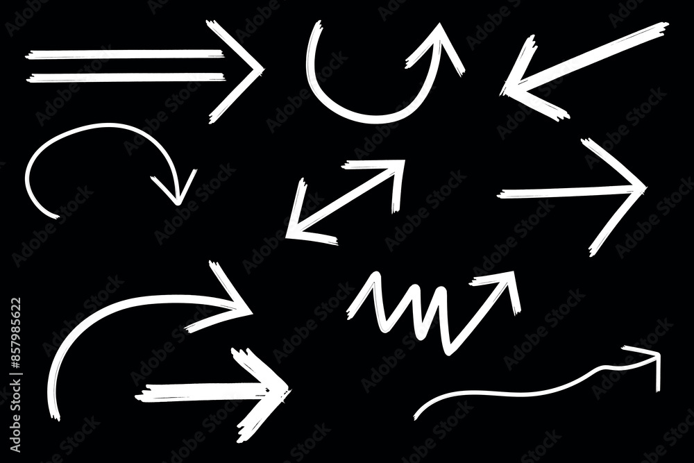 Set of hand drawn arrows, vector illustration, design element Set of hand drawn arrows, vector illustration, design element