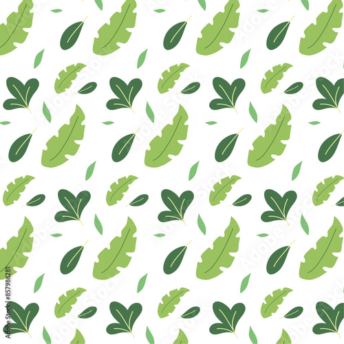 Summer floral seamless pattern with green leaves on white background for wallpapers, packaging, wrapping, notebooks, fabrics	