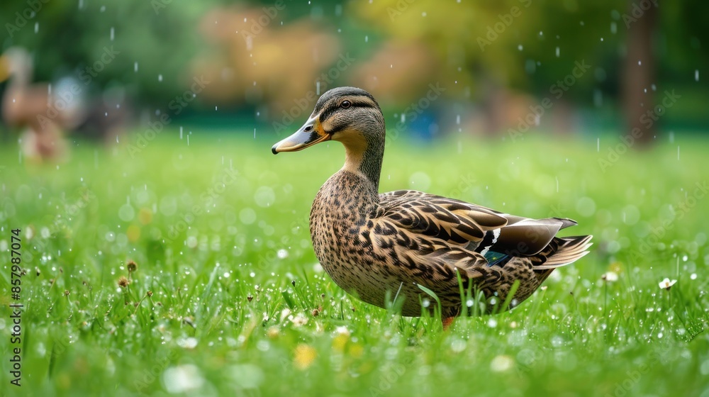 Duck in Raining Meadow Duck in Raining Meadow