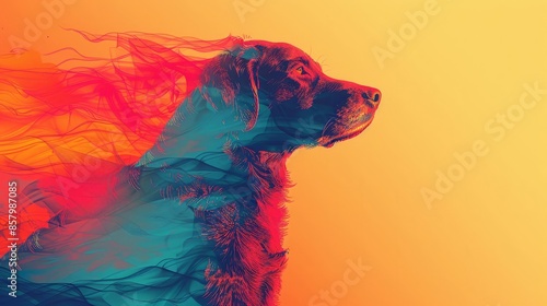 Vibrant Artistic Illustration of a Dog's Silhouette in Colorful Flowing Patterns photo