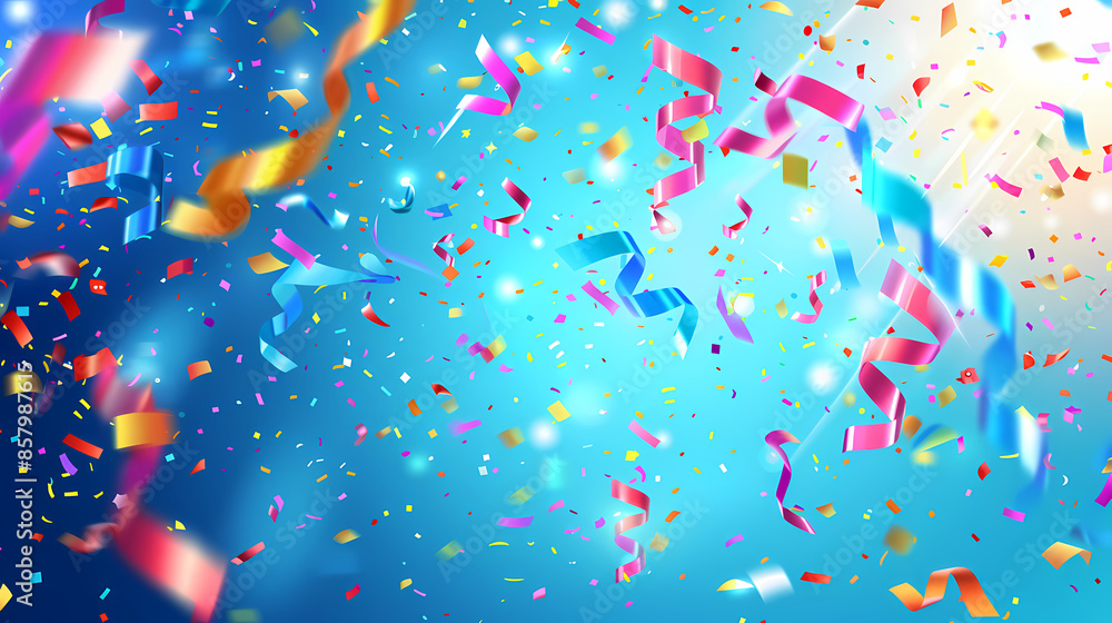 Colorful streamers and confetti Colorful streamers and confetti