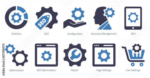 A set of 10 web marketing icons as statistics, seo, configuration