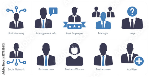 A set of 10 web marketing icons as brainstorming, management info, best employee