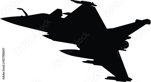 vector image, black and white fighter plane