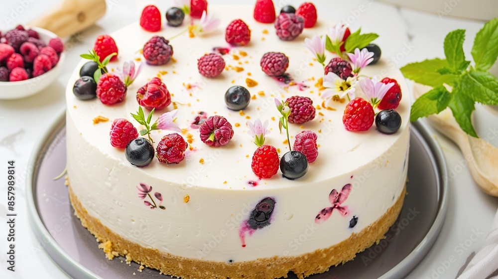 Delicious Raspberry and Blueberry Cheesecake Delicious Raspberry and Blueberry Cheesecake