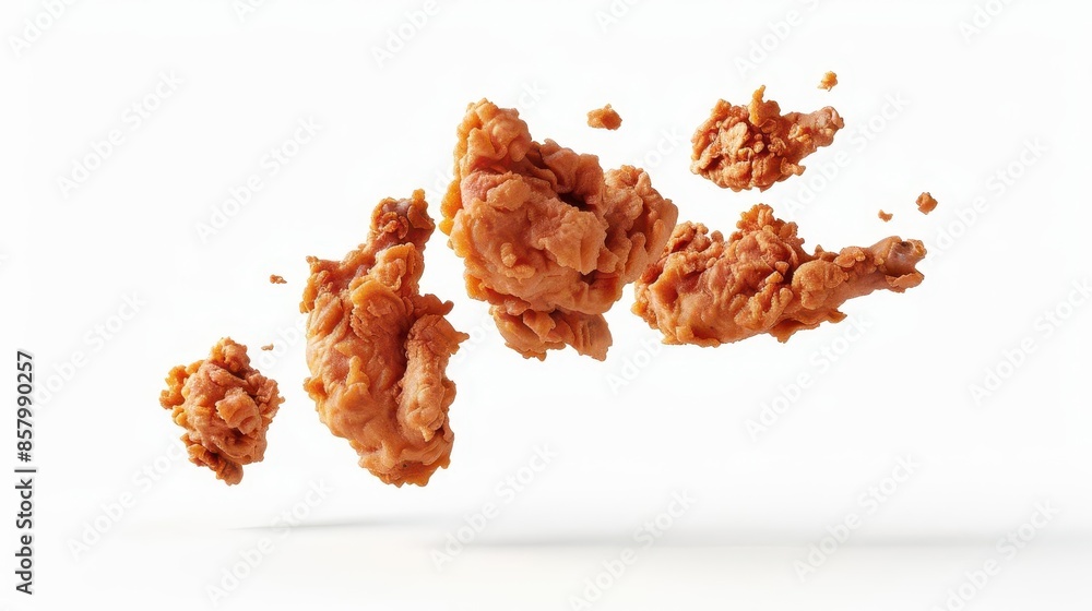 crispy fried chicken levitating on white background mouthwatering fast food aigenerated image crispy fried chicken levitating on white background mouthwatering fast food aigenerated image
