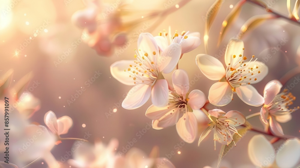 delicate spring flowers in soft focus ai generated illustration closeup delicate spring flowers in soft focus ai generated illustration closeup